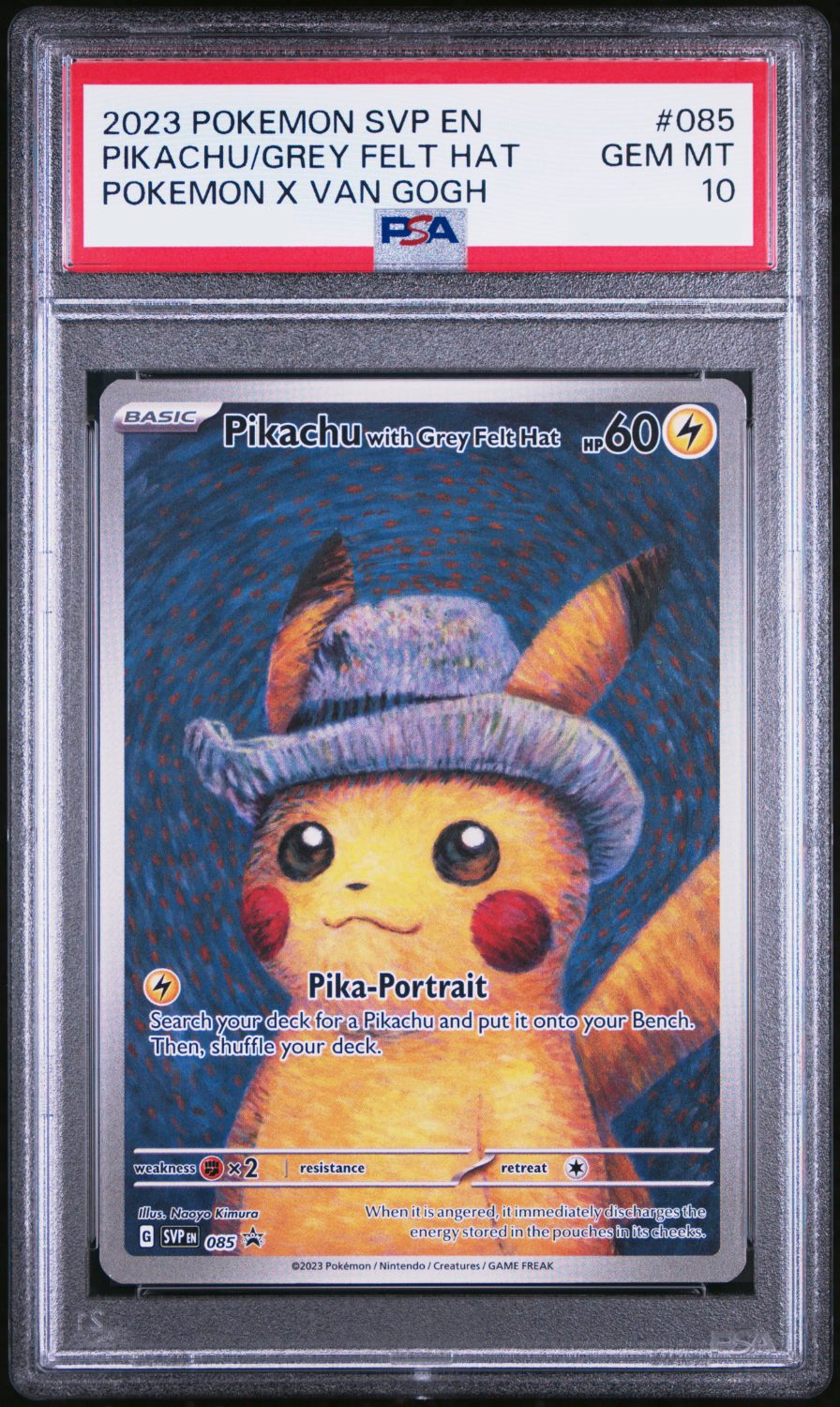 PIKACHU WITH GREY FELT HAT POKEMON X VAN GOGH