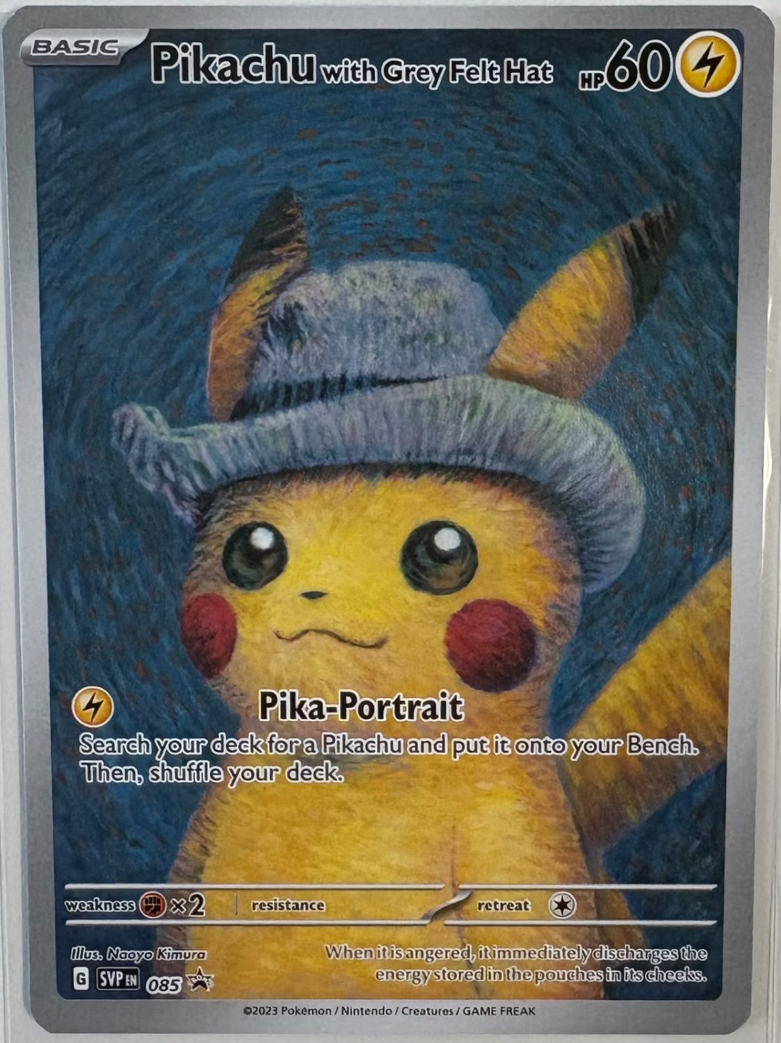 PIKACHU WITH GREY FELT HAT POKEMON X VAN GOGH